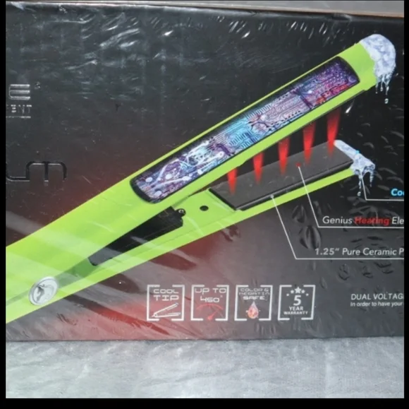 Royale Platinum Genius Heating Hair Straightener Pure Ceramic Plates 1.25" Lime - Picture 3 of 11